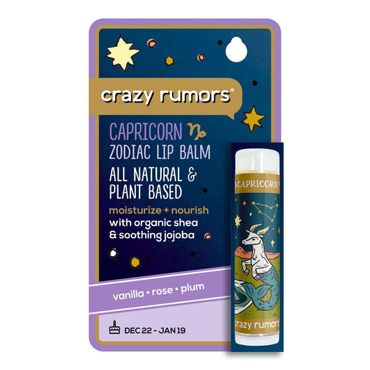 Crazy Rumors Capricorn Zodiac All Natural, Plant Based Lip Balm to Moisturize and Nourish your Lips - Earth Blend (Sweet Vanilla, Fragrant Rose Beauty and Personal Care Crazy Rumors