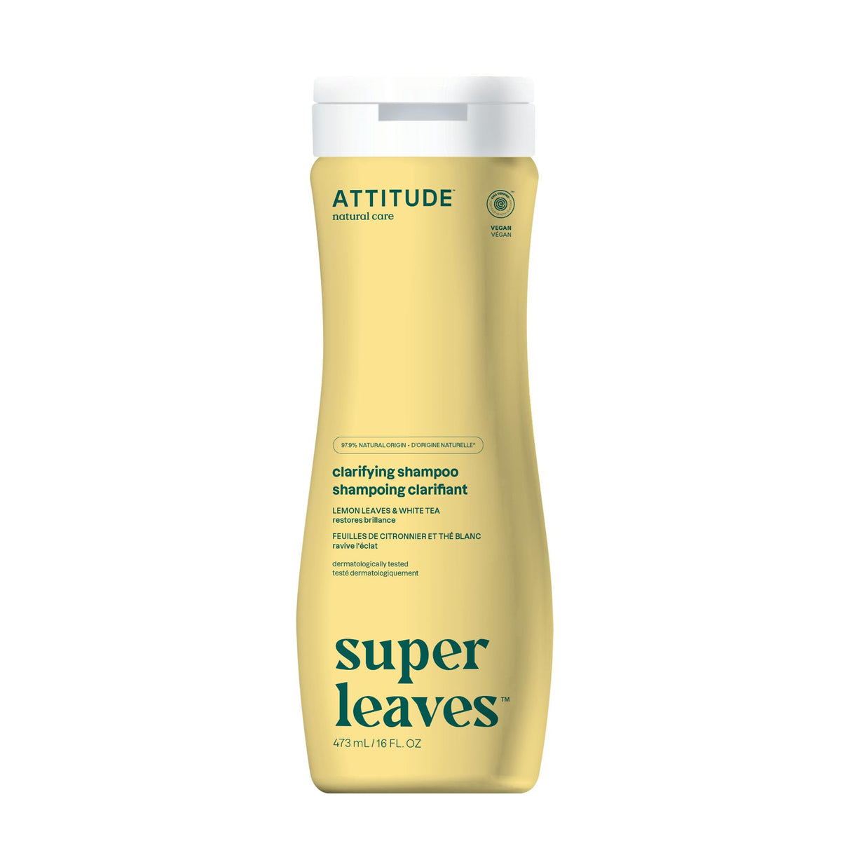 ATTITUDE Clarifying Hair Shampoo, EWG Verified, Restores Shine, Naturally Derived Ingredients, Vegan and Plant Based, Lemon Leaves and White Tea, 16 Beauty & Personal Care ATTITUDE