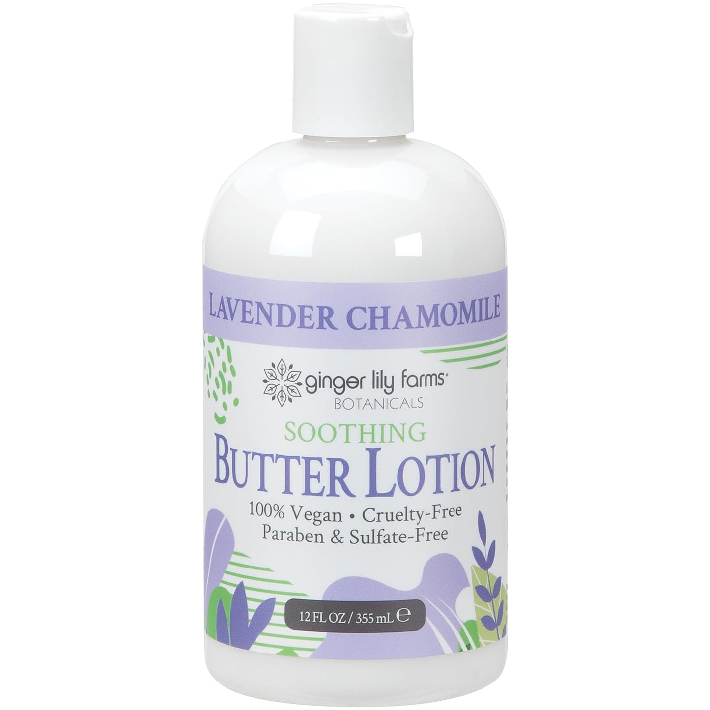 Ginger Lily Farms Botanicals Soothing Butter Lotion for Dry Skin, 100% Vegan & Cruelty-Free, Lavender Chamomile Scent, 12 Fl Oz (Pack of 6) Beauty & Personal Care Ginger Lily Farms