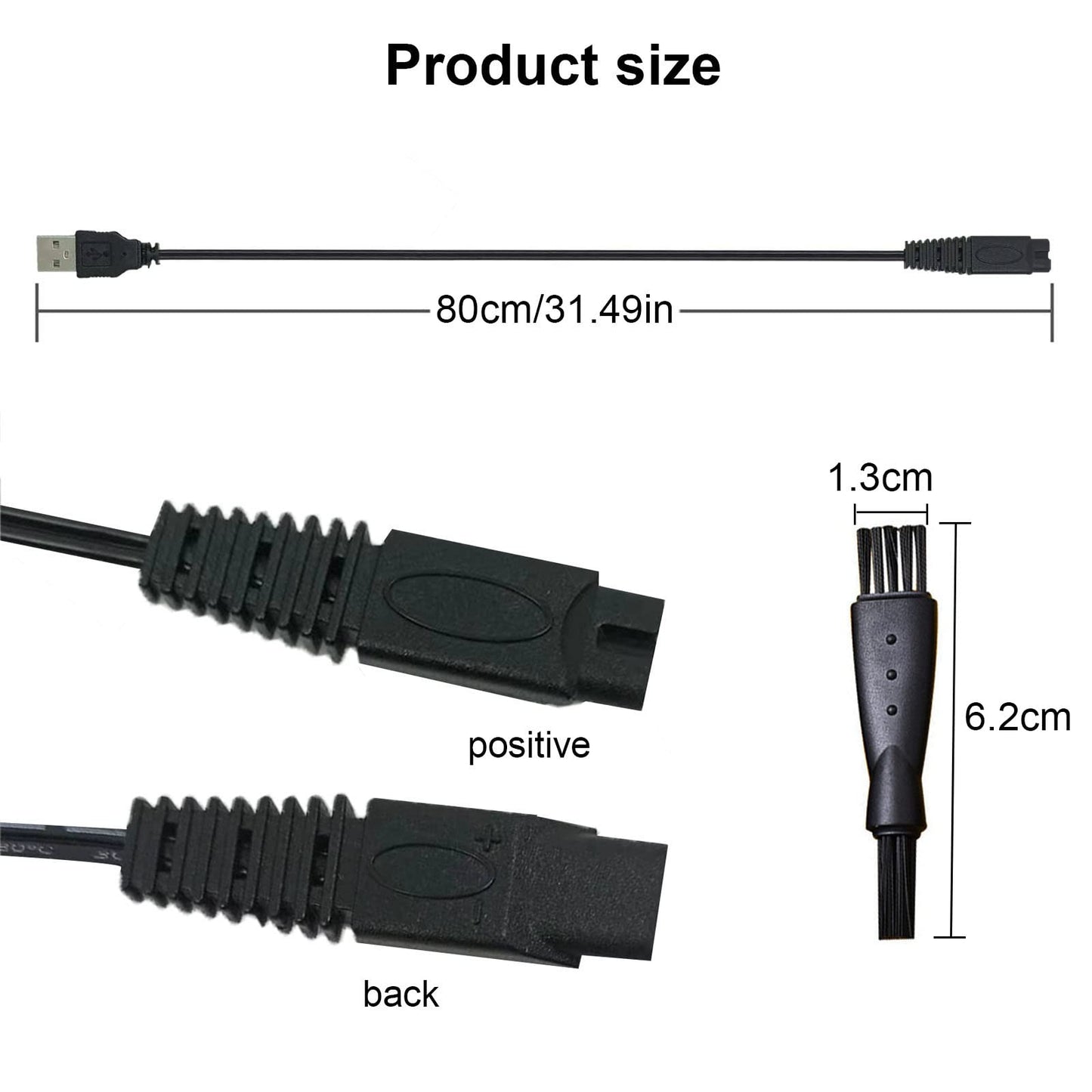 LinMei Shaver Charger Cord for Microtouch Solo Electric Shaver Solo Trimmer USB Charging Cable Solo Razor Charger 31.5 in with Cleaning Brush Beauty and Personal Care LinMei
