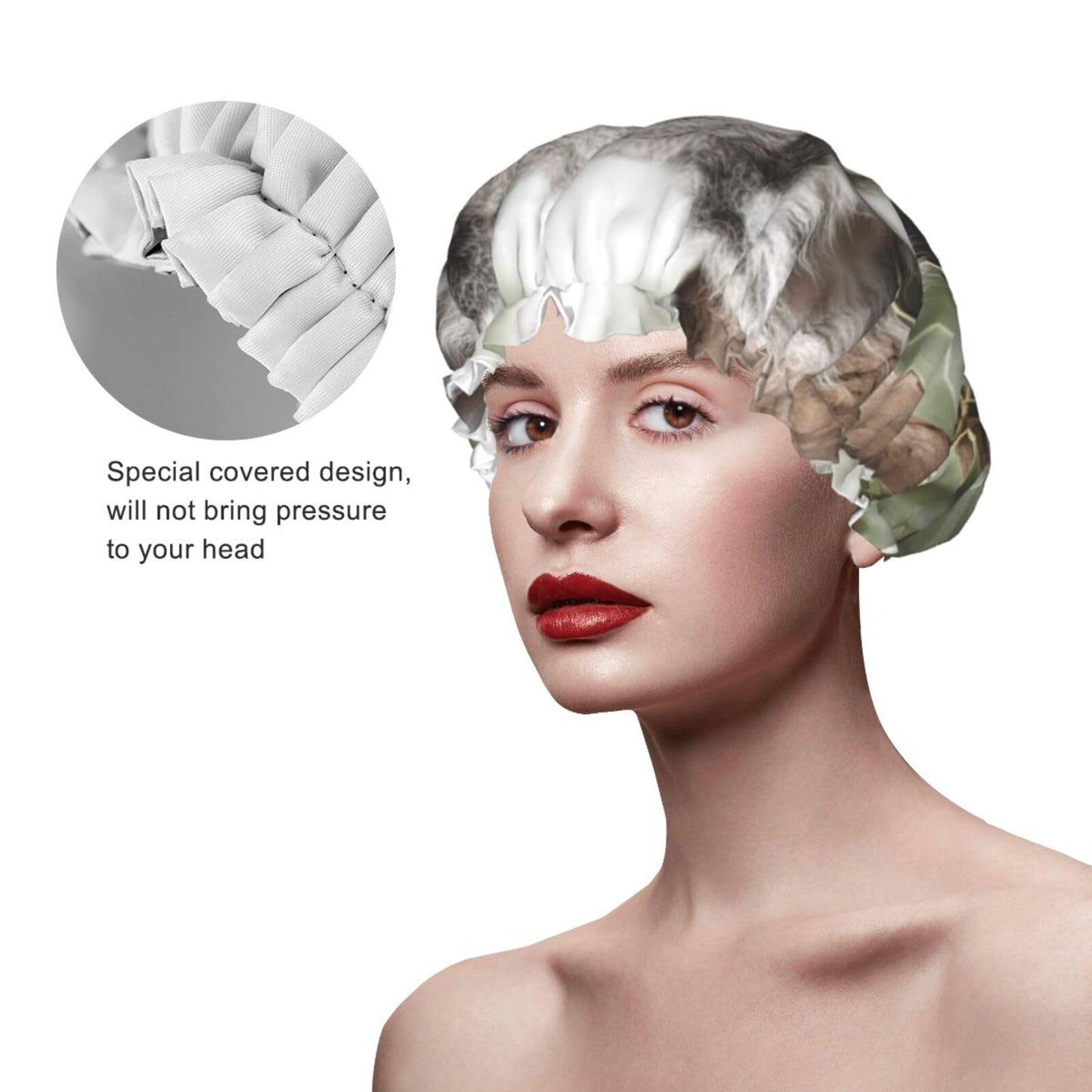 Koala Shower Cap for Women Men Large Reusable Shower Bonnet Double-Layer Waterproof Bath Caps Elastic Band Hair Hat for All Hairstyles Beauty and Personal Care BWLHJKE