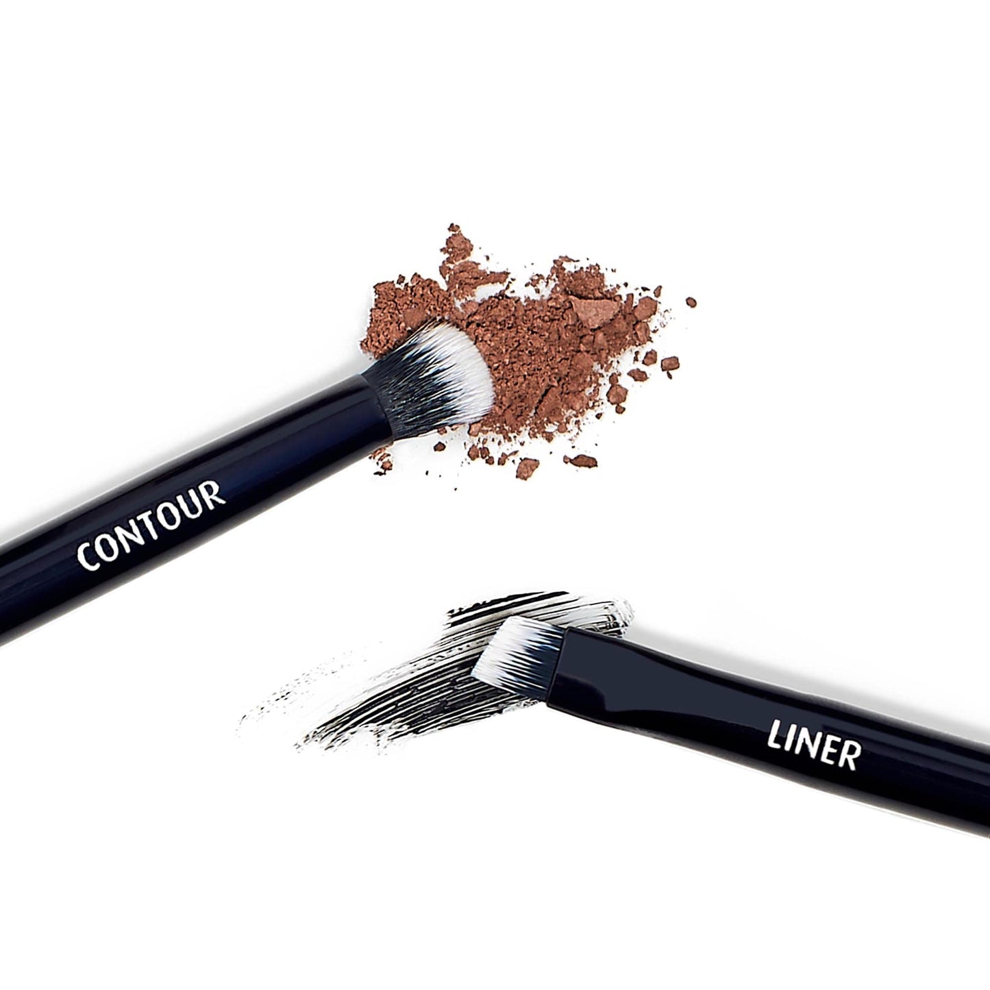 Lune+Aster Eye Definer Duo Brush | Dual-Ended Eye Makeup Brush To Apply Eyeliner, Blend Eyeshadow. Made with Alumium Handle, Vegan Bristles. Beauty & Personal Care Lune+Aster