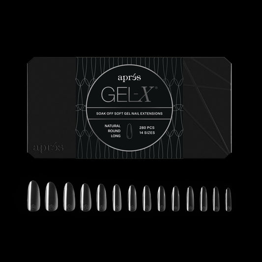 Apres Gel-X® Round Box of Nail Tips | 280 Gel-X Tips,14 Sizes 00-9 | Half-sizes Included (Natural Round Long, 280 Count)