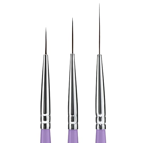 Beaute Galleria 3 Pieces Nail Art Long Striper Brush Set (12mm, 16mm, 22mm) for Thin Long Fine Line, Detailer, Striping, Color Block, One Stroke Beauty & Personal Care BEAUTÉ GALLERIA