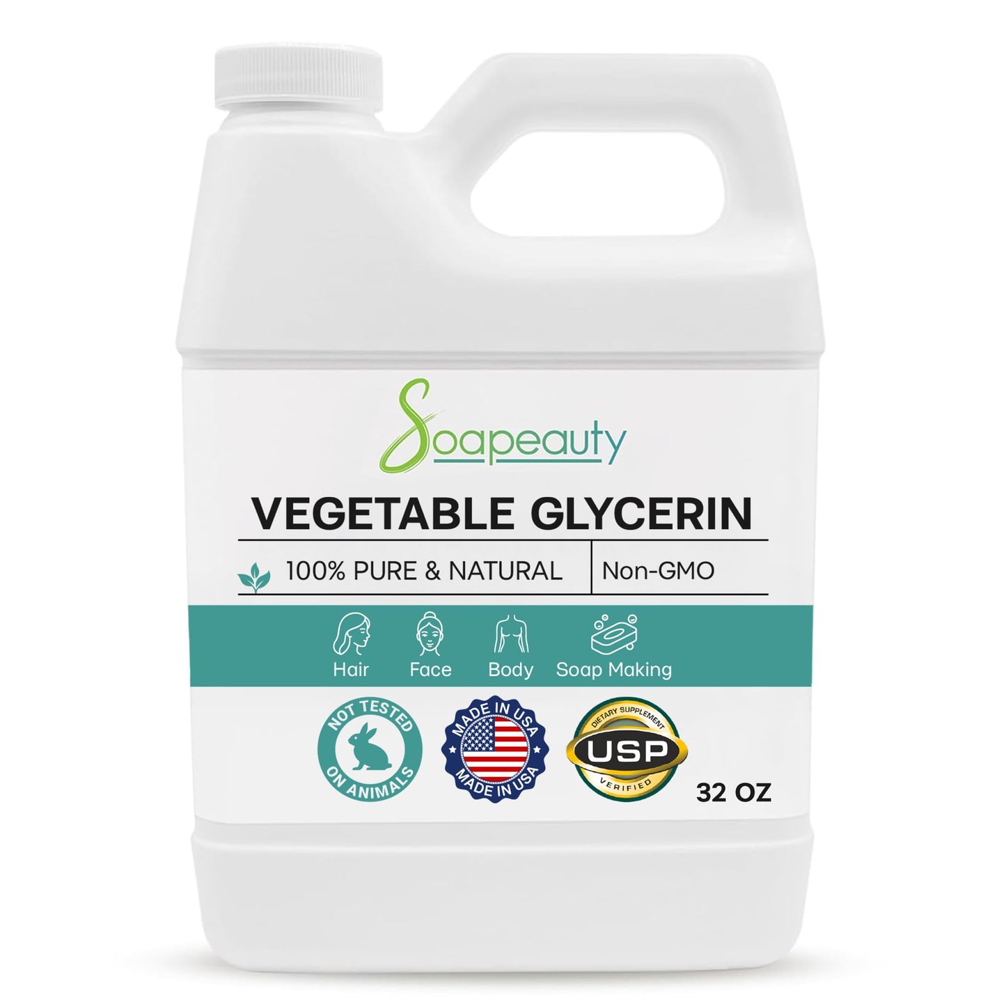 Soapeauty Vegetable Glycerin USP Grade | Non-GMO Pure Glycerin for Skin Care, Hair Care, Soap Making & DIY Formulations | 32 oz Beauty & Personal Care Soapeauty
