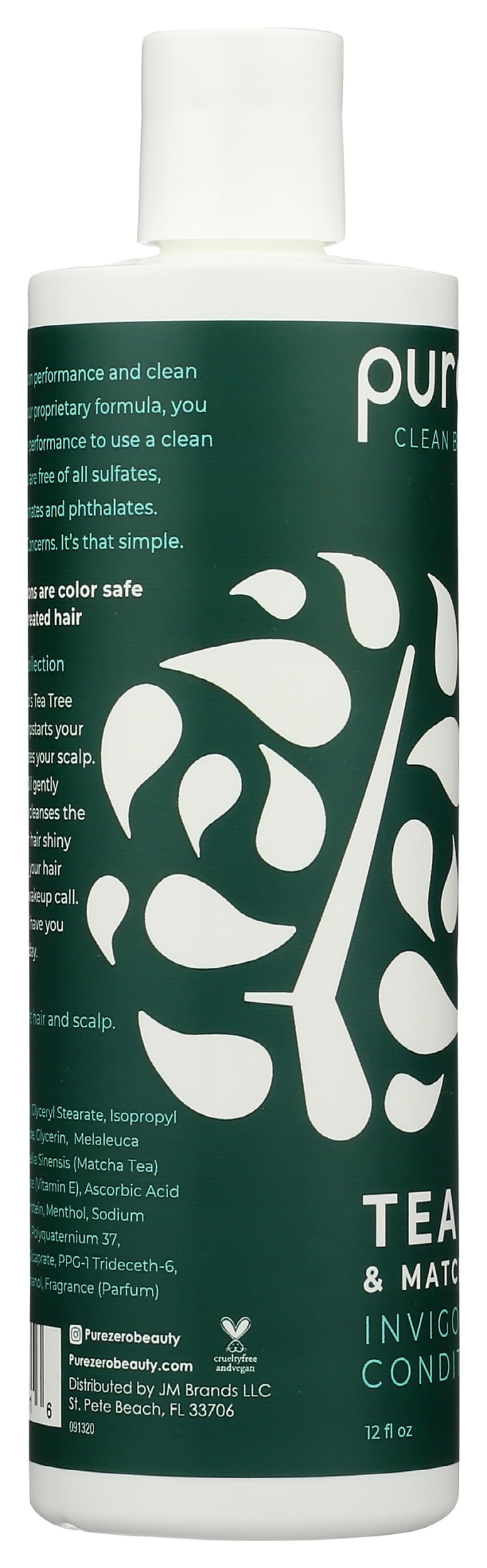 Purezero Tea Tree & Matcha Conditioner - Minty Nourishing & Invigorating Scalp Treatment - Zero Sulfates, Parabens, Dyes Vegan and Cruelty Free - 12