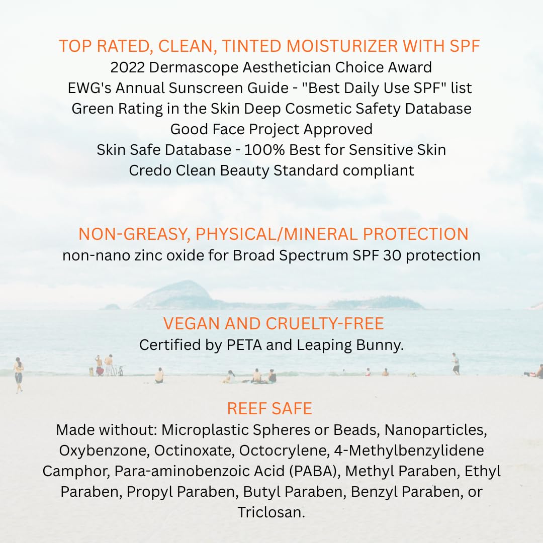 Suntegrity Tinted 5 in 1 Mineral Sunscreen for Face (SPF 30-2 oz) - Medium | BB Cream Moisturizer with Physical UVA/UVB Broad Spectrum Protection | Beauty & Personal Care Suntegrity