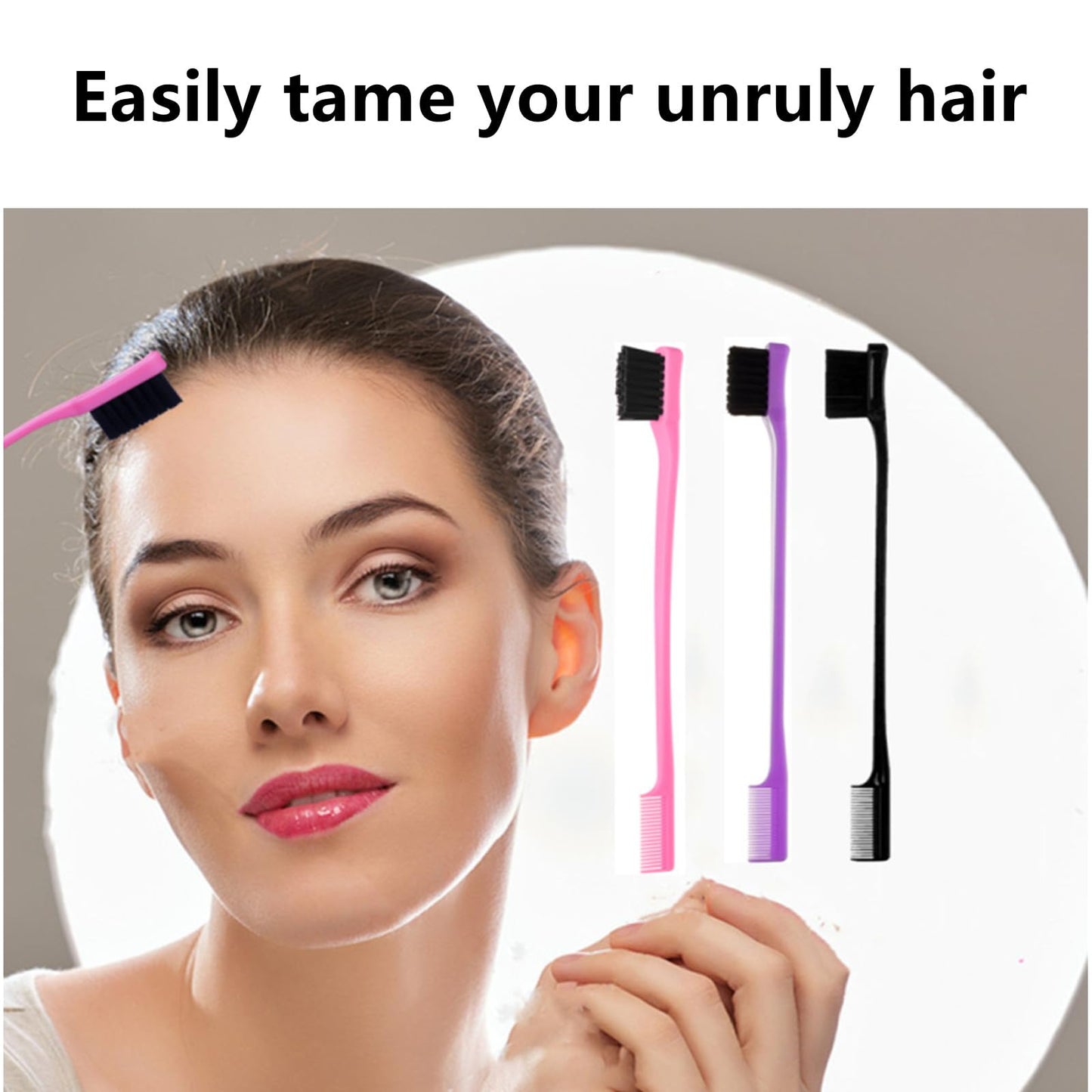 6Pack Double Sided Edge Control Hair Brush Professional Edge Control Hair Brush Comb Set, Dual-Sided Bristle Design, Pink Purple Black Beauty and Personal Care Chayumda