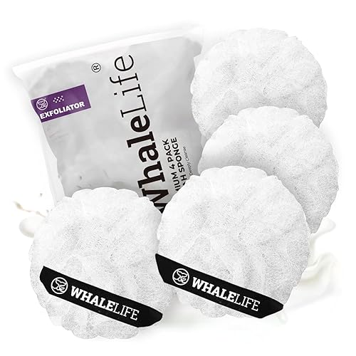 Loofah Sponge Bath Sponge for Women Men 4 Pack (White Rough Surface) Beauty & Personal Care WhaleLife