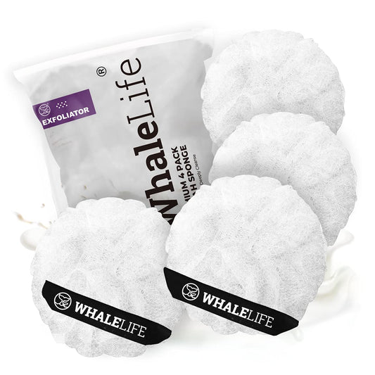 Loofah Sponge Bath Sponge for Women Men 4 Pack (White Rough Surface) Beauty & Personal Care WhaleLife