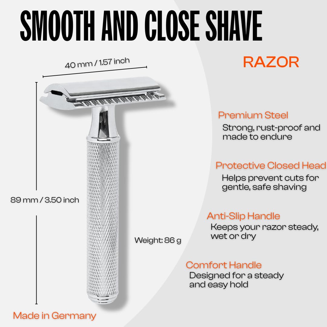 Men Rock The Double Edged Razor - Stainless Double Edge Safety Razor Blade - Mens Accessories - Mens Face Care - Beard Care - Barber Supplies - 6 Pc Beauty and Personal Care Men Rock