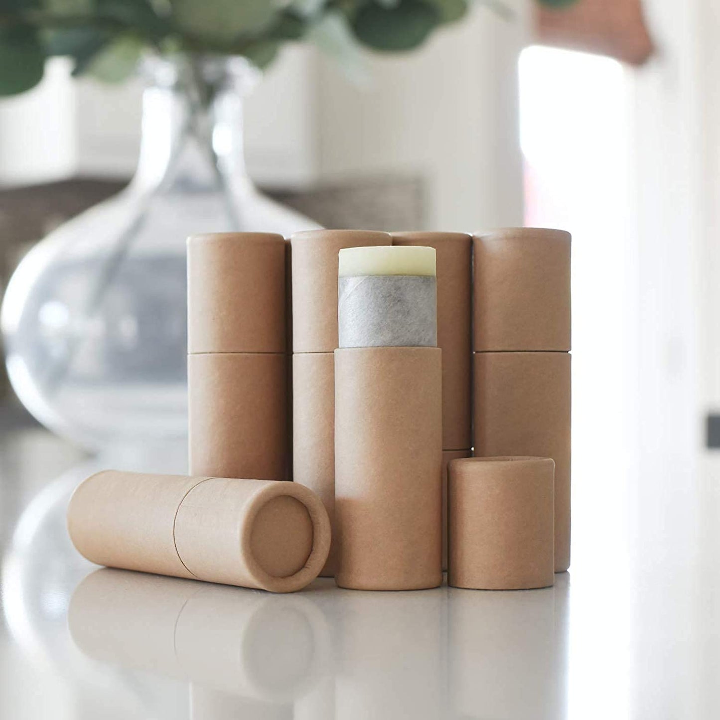 Healthcom 12 Pcs 0.3 Oz Paperboard Lip Balm Tubes 10ml Empty Cardboard Krafts Lipstick Tube Refillable Lip Gloss Container Solid Perfume Container Beauty and Personal Care Healthcom