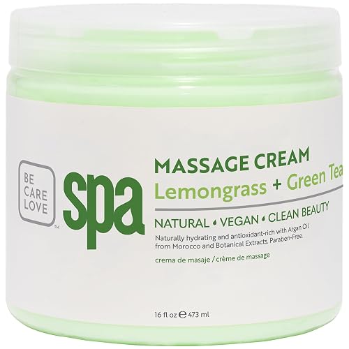 BCL SPA Massage Cream organic Lemongrass + Green Tea body lotion with shea butter, aloe vera, peppermint, argan and jojoba oils body cream to soothe Beauty & Personal Care BCL SPA