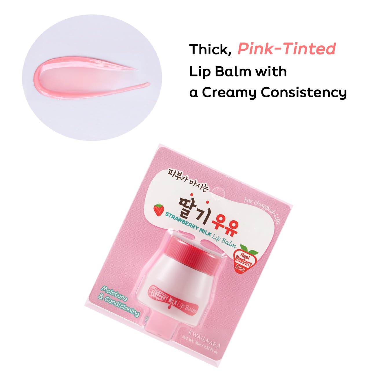WELCOS Kwailnara Milk Lip Balm with Royal Jelly & Milk Extracts for Hydrating and Nourishing Care - Korean Lip Care - Strawberry Flavor - Adds Natural Beauty and Personal Care Kwailnara