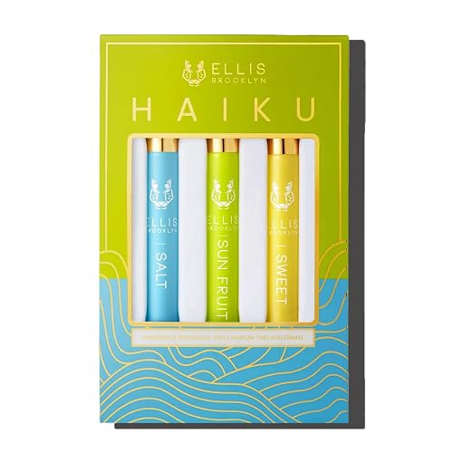 Ellis Brooklyn HAIKU Fragrance Trio Set of 3 x 10ml Eau de Parfum Rollerballs - SALT, SWEET & SUN FRUIT - Vegan, Cruelty-Free, Sustainable Beauty & Personal Care Ellis Brooklyn