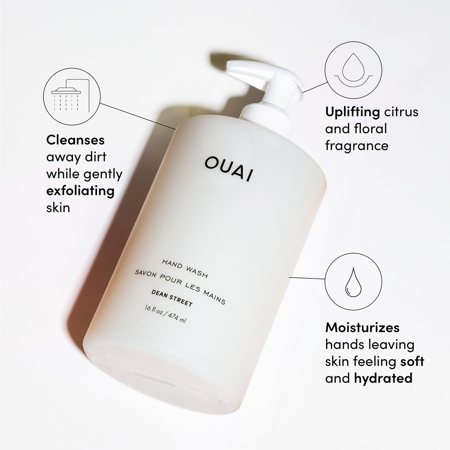 OUAI Hand Wash and Hand Lotion Set, Dean Street Scent - Moisturizes and Exfoliates with Daily Use - Made with Jojoba Esters, Avocado & Rosehip Oils Beauty & Personal Care OUAI