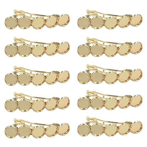 10 Pieces Metal Hair Clips with Blank Round Tray Base Fits 12mm Round Hair Clip Cabochon Settings Hair Barrettes with Blank Hairgrip Base Trays Beauty & Personal Care lasenersm