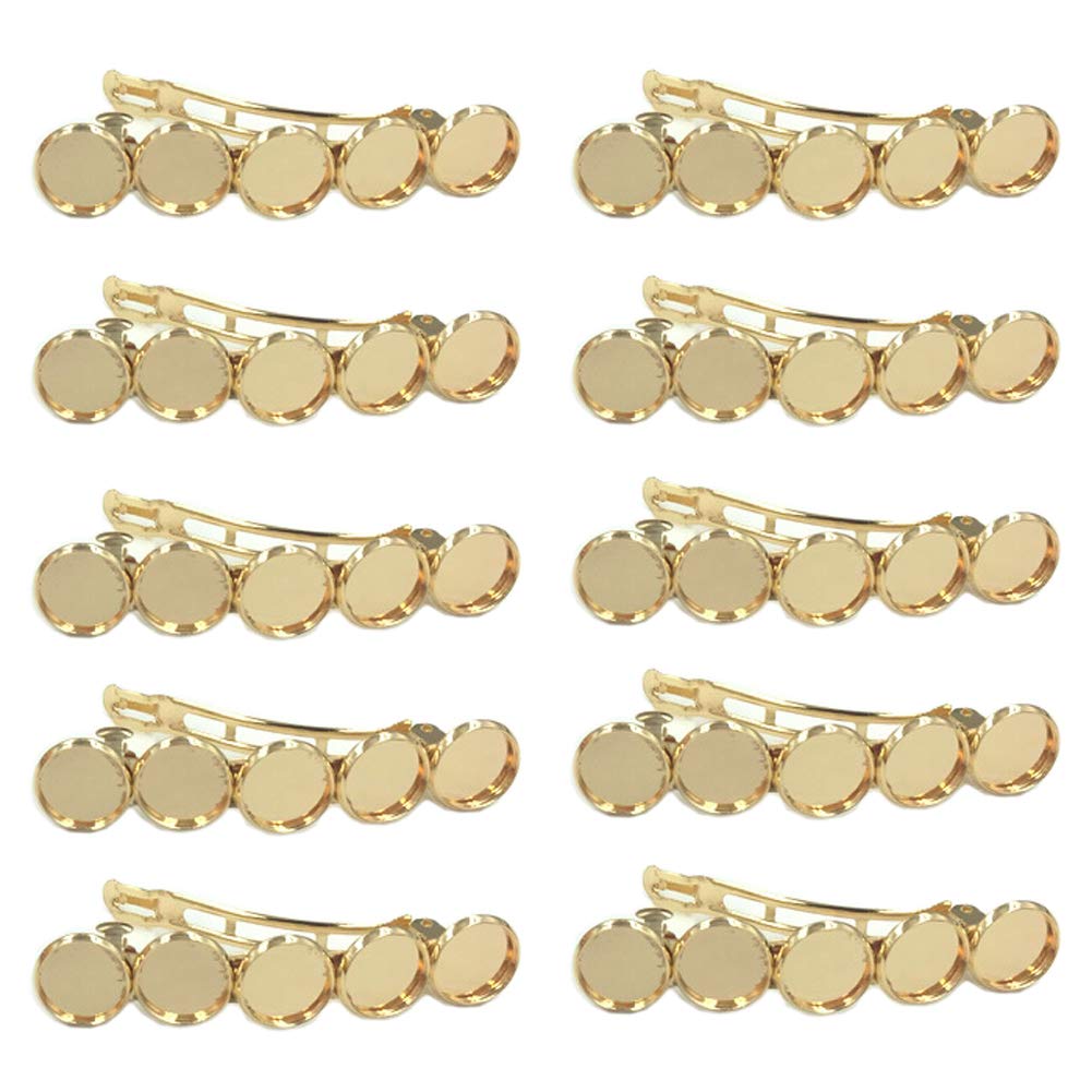 10 Pieces Metal Hair Clips with Blank Round Tray Base Fits 12mm Round Hair Clip Cabochon Settings Hair Barrettes with Blank Hairgrip Base Trays Beauty & Personal Care lasenersm