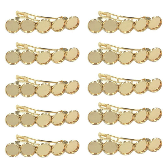 10 Pieces Metal Hair Clips with Blank Round Tray Base Fits 12mm Round Hair Clip Cabochon Settings Hair Barrettes with Blank Hairgrip Base Trays Beauty & Personal Care lasenersm
