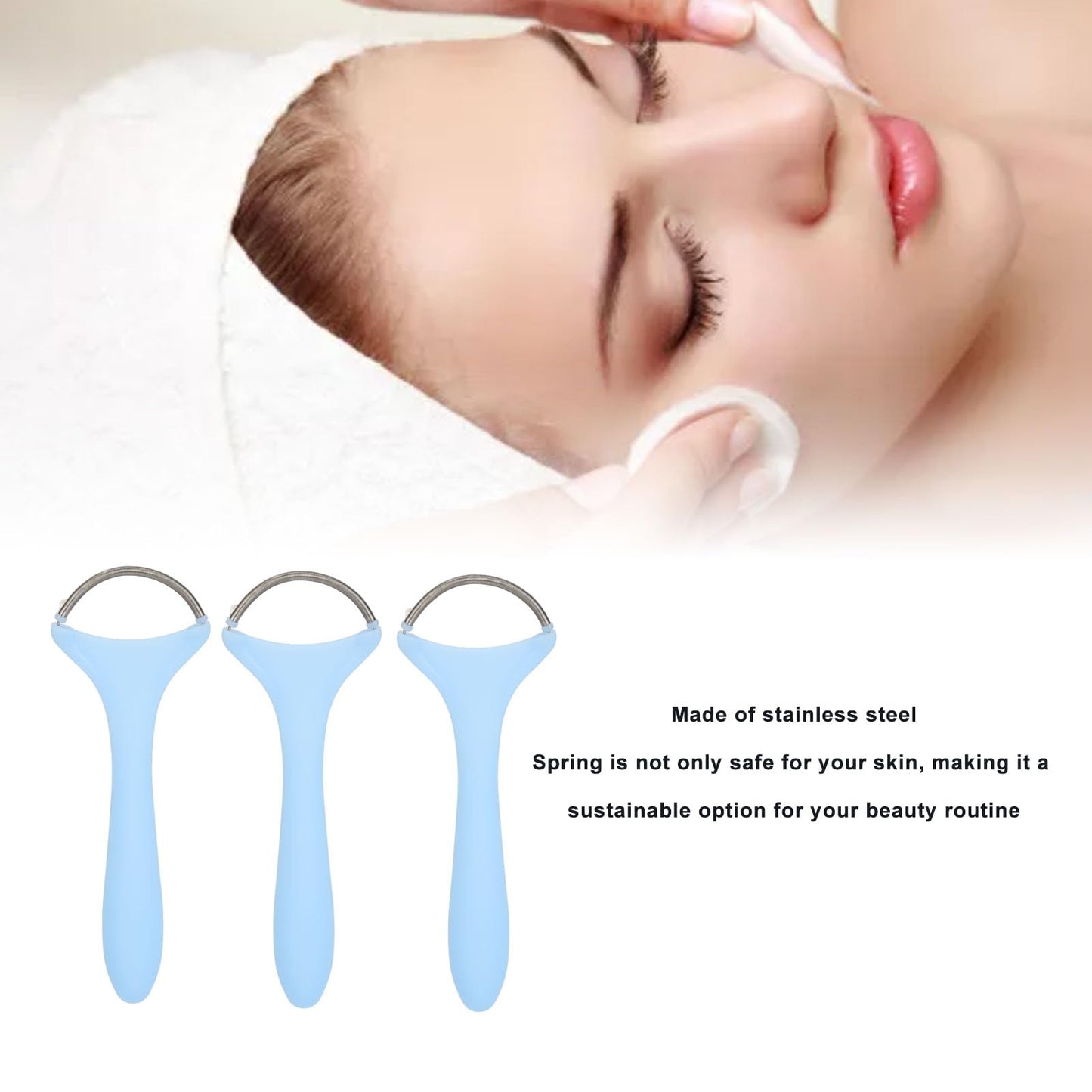 3 PCS Spring Facial Hair Remover for Women Gentle Spring Facial Threading Epilator Long Handle Stainless Steel Coil Beauty and Personal Care Uxsiya