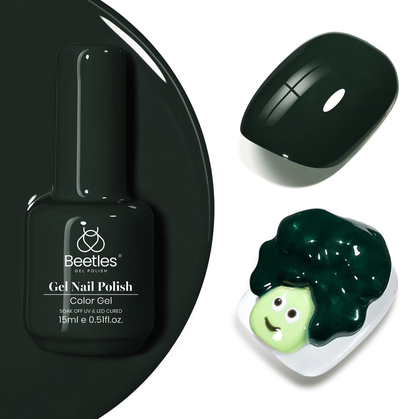 Beetles Green Gel Nail Polish, 15ML 0.51OZ Dark Green Color Soak Off UV Nail Lamp Forest Color Gel Polish Manicure Salon DIY Nail Art Design Beauty & Personal Care beetles Gel Polish