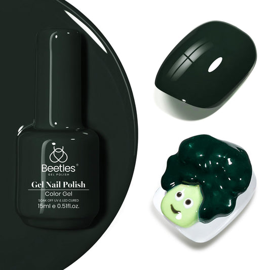Beetles Green Gel Nail Polish, 15ML 0.51OZ Dark Green Color Soak Off UV Nail Lamp Forest Color Gel Polish Manicure Salon DIY Nail Art Design Beauty & Personal Care beetles Gel Polish