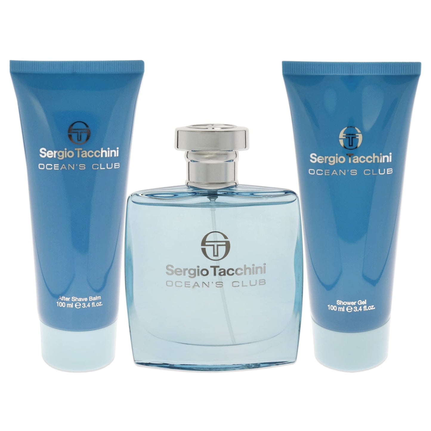 Sergio Tacchini Oceans Club 3.4oz EDT Spray, After Shave Balm, Shower Gel 3 Pc Gift Set Beauty & Personal Care Sergio Tacchini
