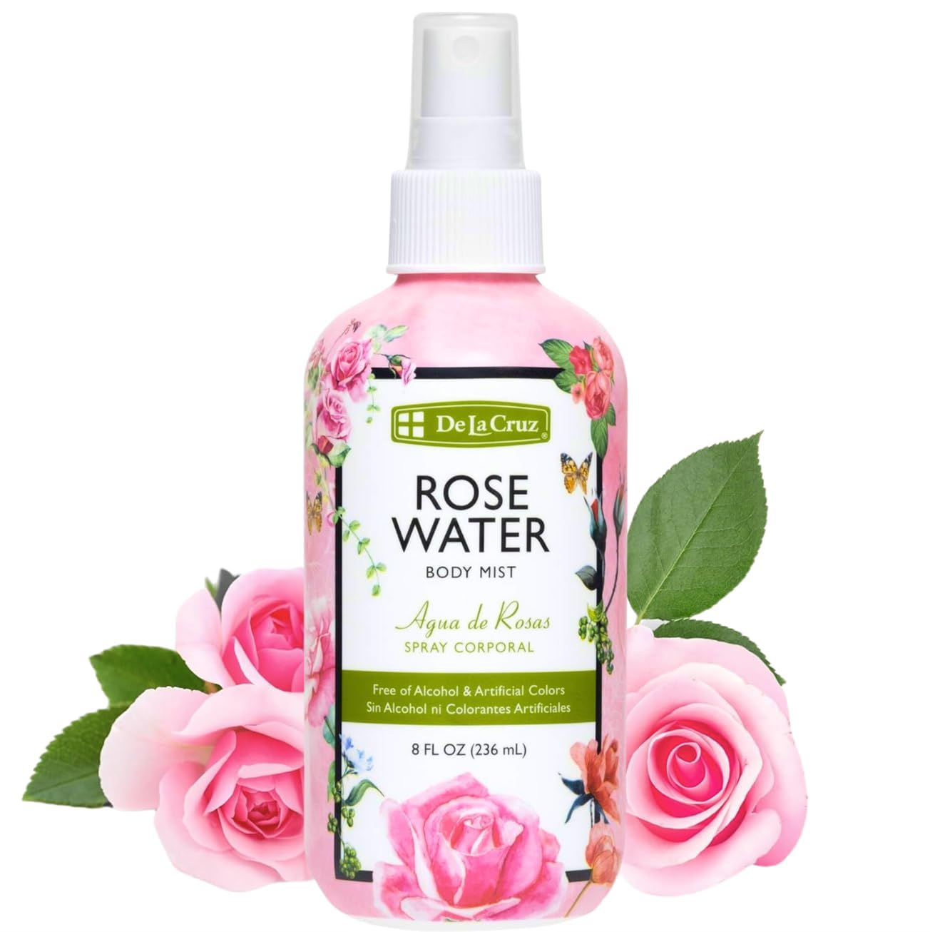 De La Cruz Pure Rose Water Body Mist,Rosewater Spray for Face, Skin & Hair,Toner & Rose Water for Hair Alcohol Free, Paraben Free 8 fl oz (1 Bottles) Beauty & Personal Care De La Cruz