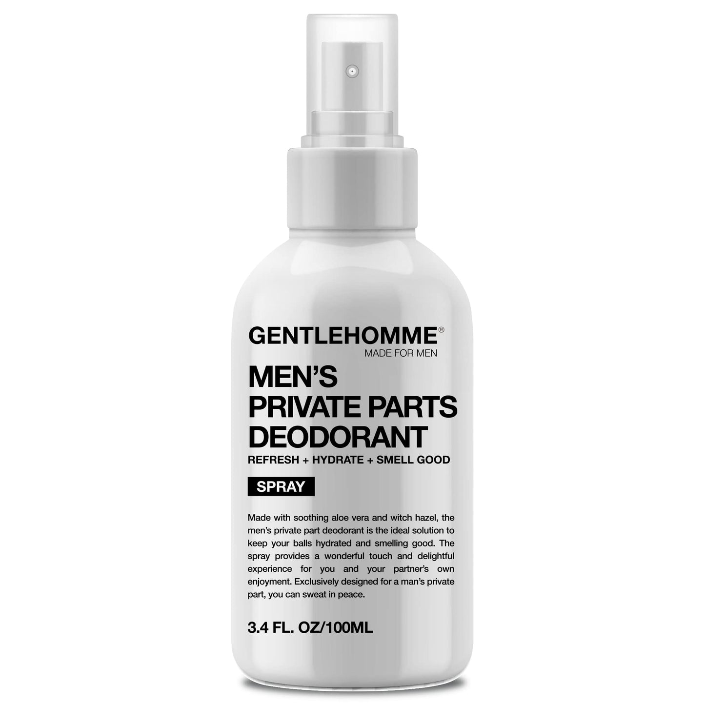Men's Deodorant Spray for Intimate Areas - Anti-Chafing, Hydrating & Refreshing - with Aloe Vera & Witch Hazel - All Skin Types - Vegan - Amber Scent Beauty and Personal Care Gentlehomme
