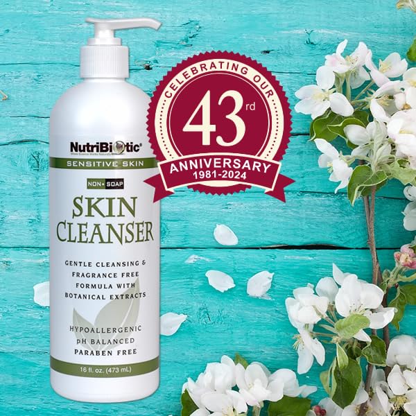 NutriBiotic - Sensitive Skin Non-Soap Skin Cleanser, 16 Oz Twin Pack with GSE (Citricidal) | pH Balanced, Hypoallergenic & Biodegradable | Free Beauty & Personal Care NutriBiotic