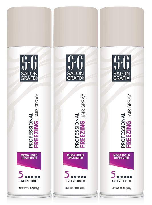 Salon Grafix Professional Freezing Hair Spray, Unscented, Mega Hold Styling Mist 10, 10-Ounce Spray Bottle (Pack of 3) Beauty & Personal Care Salon Grafix