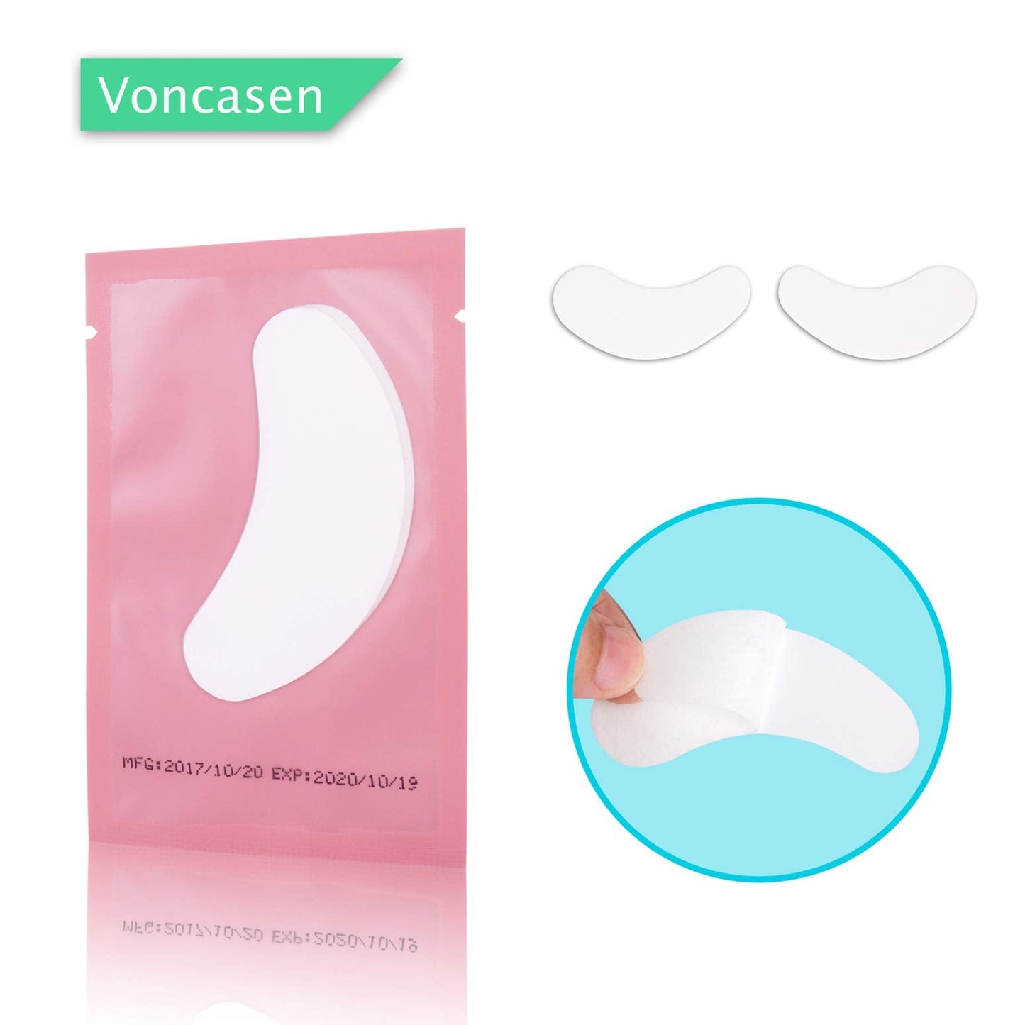 100 Pairs Set Under Eye Pads, Comfy and Cool Under Eye Patches Gel Pad for Eyelash Extensions Eye Mask Beauty Tool (Pink) Beauty & Personal Care Voncasen