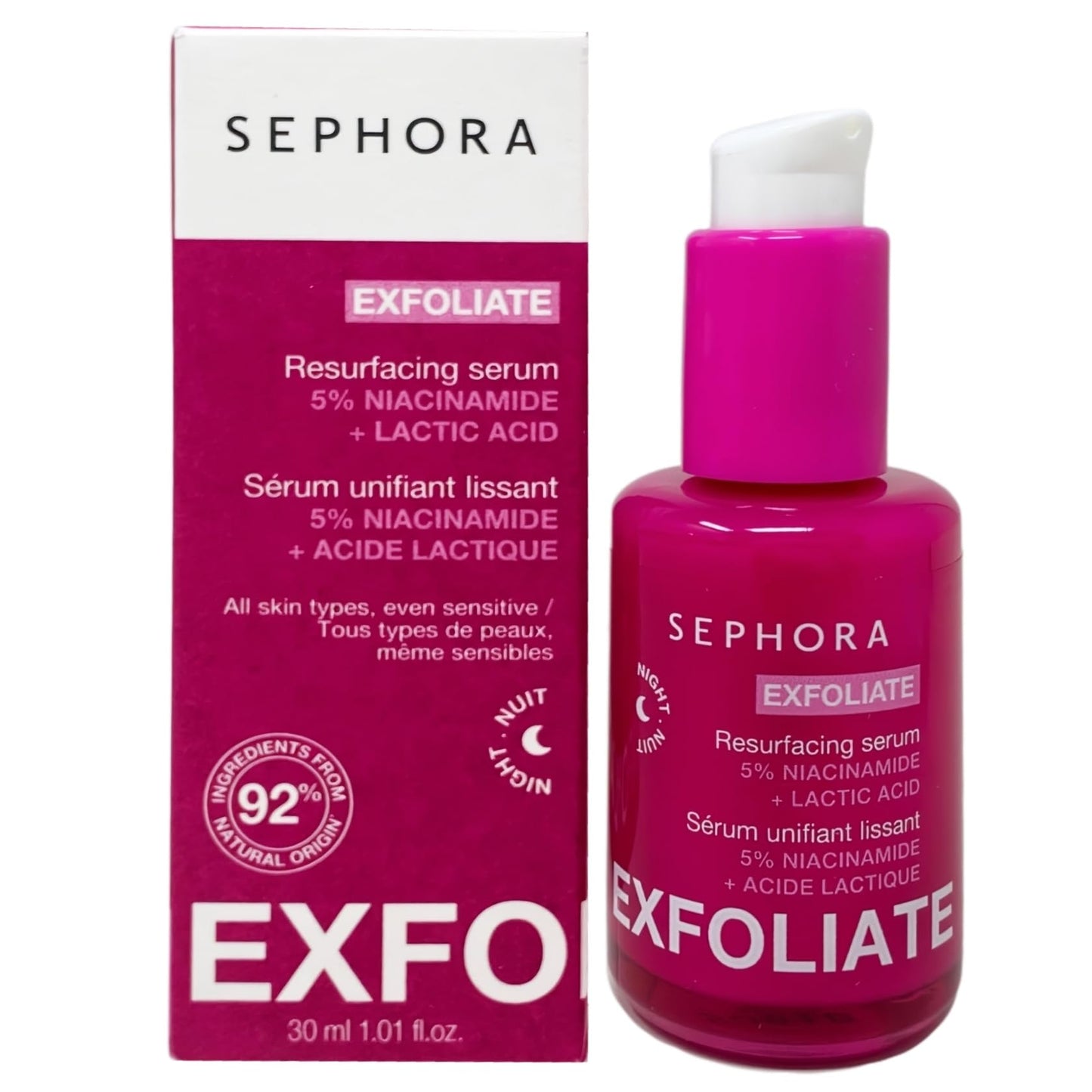 Sephora Exfoliate Resurfacing Serum Night with 5% Niacinamide + Lactic Acid - 30 mL / 1.01 fl oz Beauty & Personal Care SEPHORA