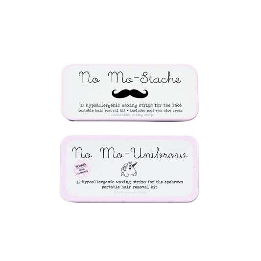 No Mo-Stache Mini Duo - 12 Count Brow and Lip Wax Kit, 2 Piece Set - As Seen On Shark Tank - Hair Removal Wax Strips with Tweezers for Face, Brows Beauty and Personal Care No mo-stache