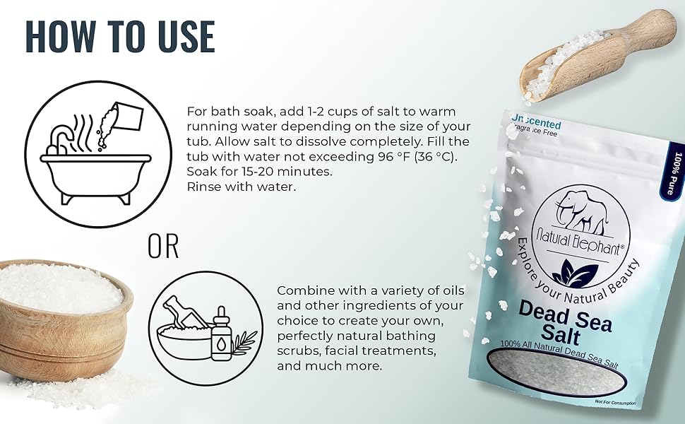 Natural Elephant Dead Sea Lavender Bath Salt Bathing and Foot Soak for Relaxing and Nourishing- 100% Pure with Organic Lavender Essential Oil - Medium Beauty and Personal Care Natural Elephant