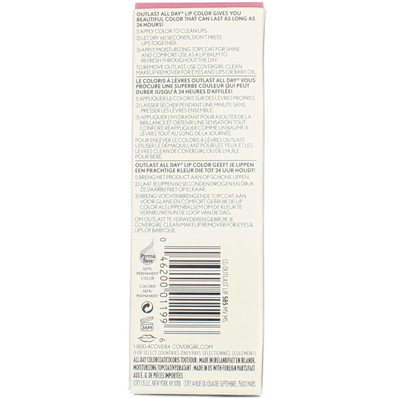 CoverGirl Outlast All Day Lipcolor, Mauve Muse [585] 1 ea (Pack of 4) Beauty & Personal Care COVERGIRL