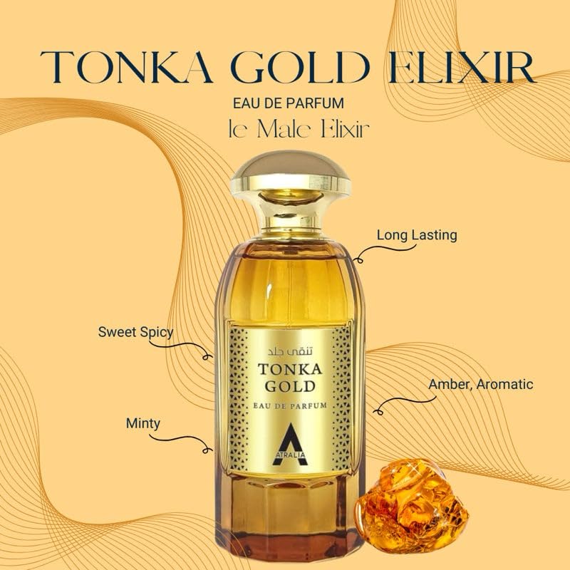 Atralia Tonka Gold Eau De Parfum Unisex 100Ml 3.4Oz - Luxurious and Long Lasting Fragrance With Top Notes Of Cognac, Cinnamon and Plum Beauty & Personal Care Atralia