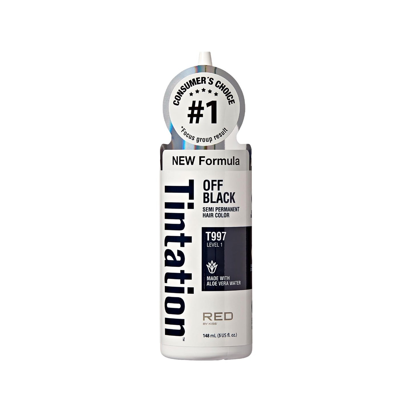 Red by Kiss Tintation Semi-Permanent Hair Color, Aloe Vera Water Based, Argan Oil, Olive Oil, Collagen & Keratin, Long-Lasting Color Dye (Off Black, 5 Beauty & Personal Care Red by Kiss