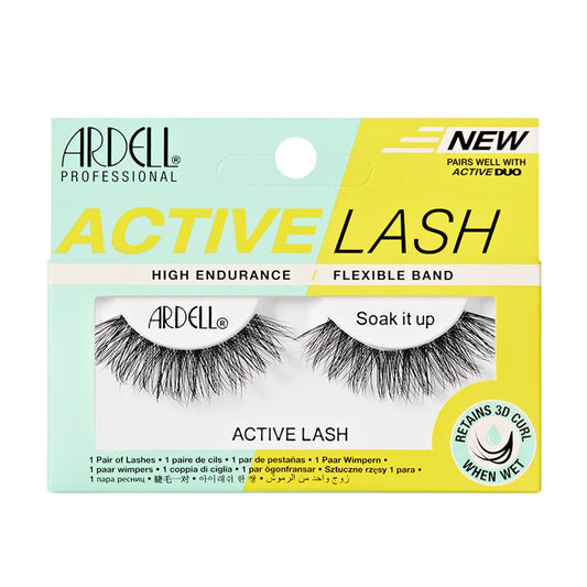 Ardell Active Lashes Soak It Up - Waterproof, Long-Lasting, Natural Look False Eyelashes, 1 Pair