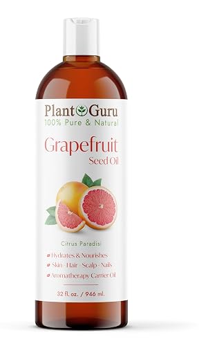 Plant Guru Grapefruit Seed Oil 32 fl. oz. Cold Pressed 100% Pure & Natural Carrier - Skin, Face, Body & Hair Growth Moisturizer. Great for DIY Creams Beauty & Personal Care Plant Guru