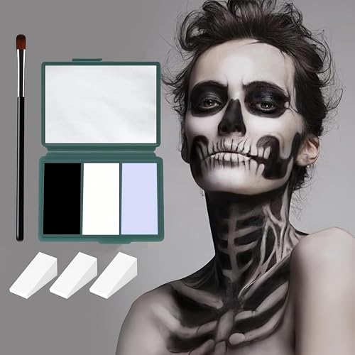 Halloween Skeleton Makeup, Complete Skeleton/Skull Makeup Kit Face Paint SFX Character Set With 1 Brush&3 Sponges, for Clown, Art Cosplay Party Beauty & Personal Care VPCRT6