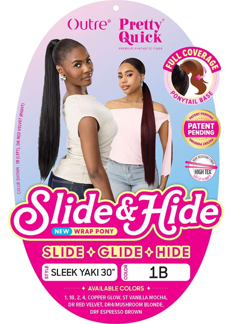 Outre Pretty Quick Hair Extensions - Slide & Hide Wrap Ponytail - Sleek Yaki 30" (DARK BROWN 2)
