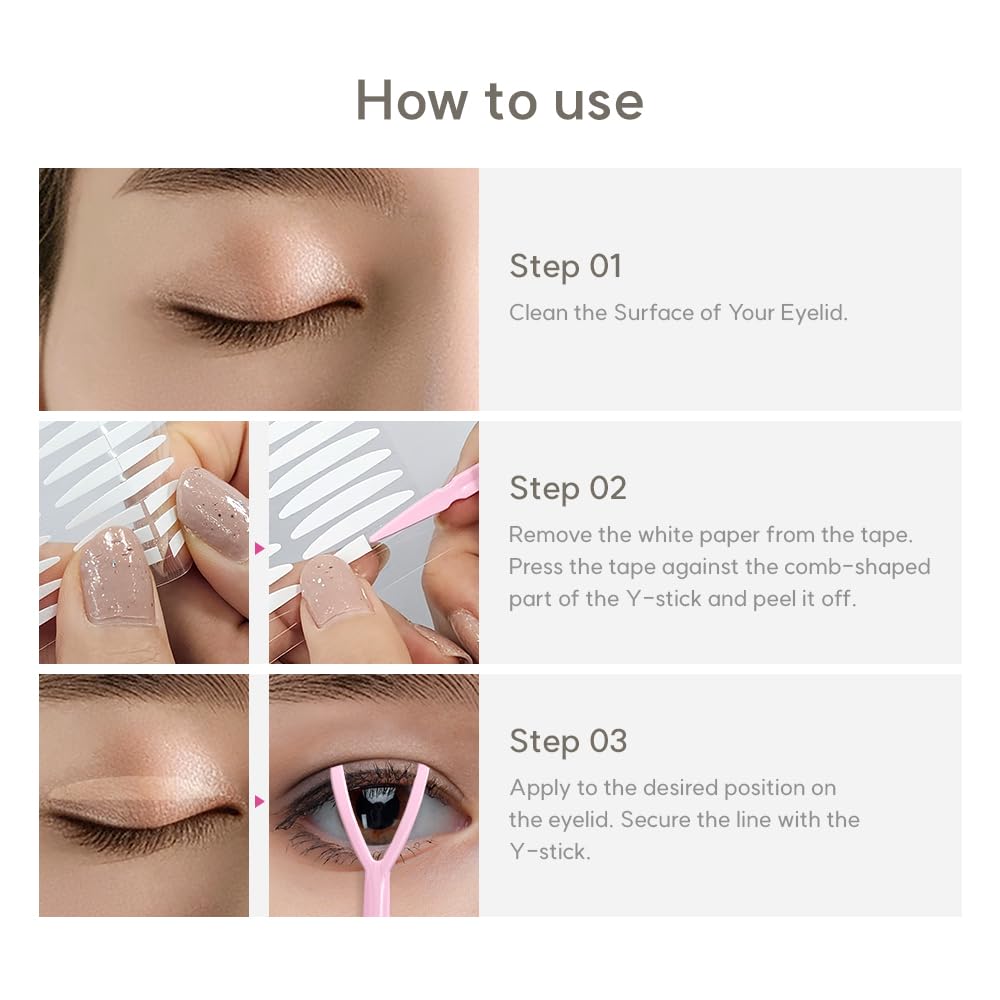 Korean Eye Charm Double Eyelid Tape Hooded Eye Lift - Droopy Eyelid Lifter Eye Lid Strips for Hooded Eyes (Double Sided 3mm 176p) Beauty & Personal Care Eye Charm