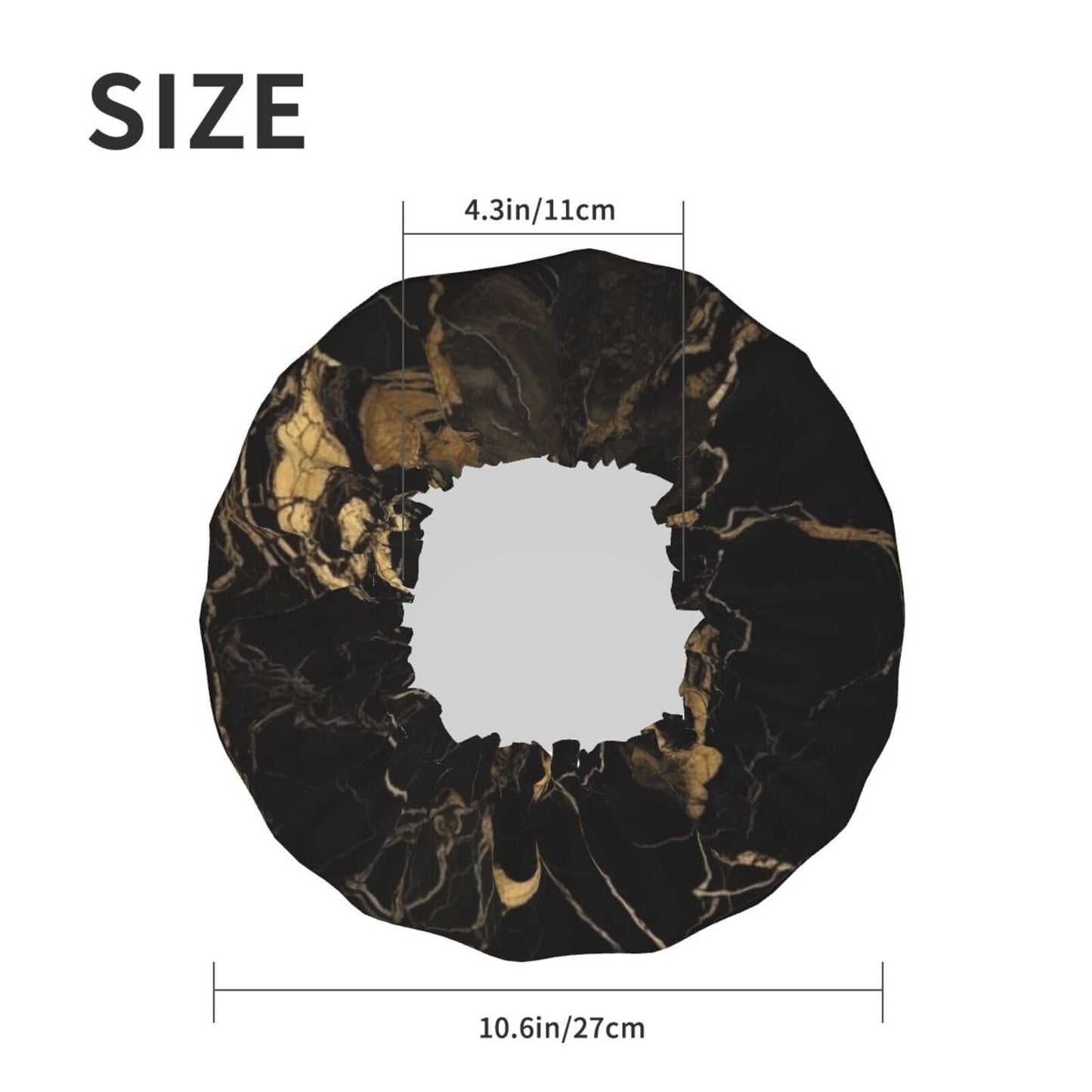 Gold Black Marble Shower Cap for Women Men Large Reusable Shower Bonnet Double-Layer Waterproof Bath Caps Elastic Band Hair Hat for All Hairstyles Beauty and Personal Care BWLHJKE