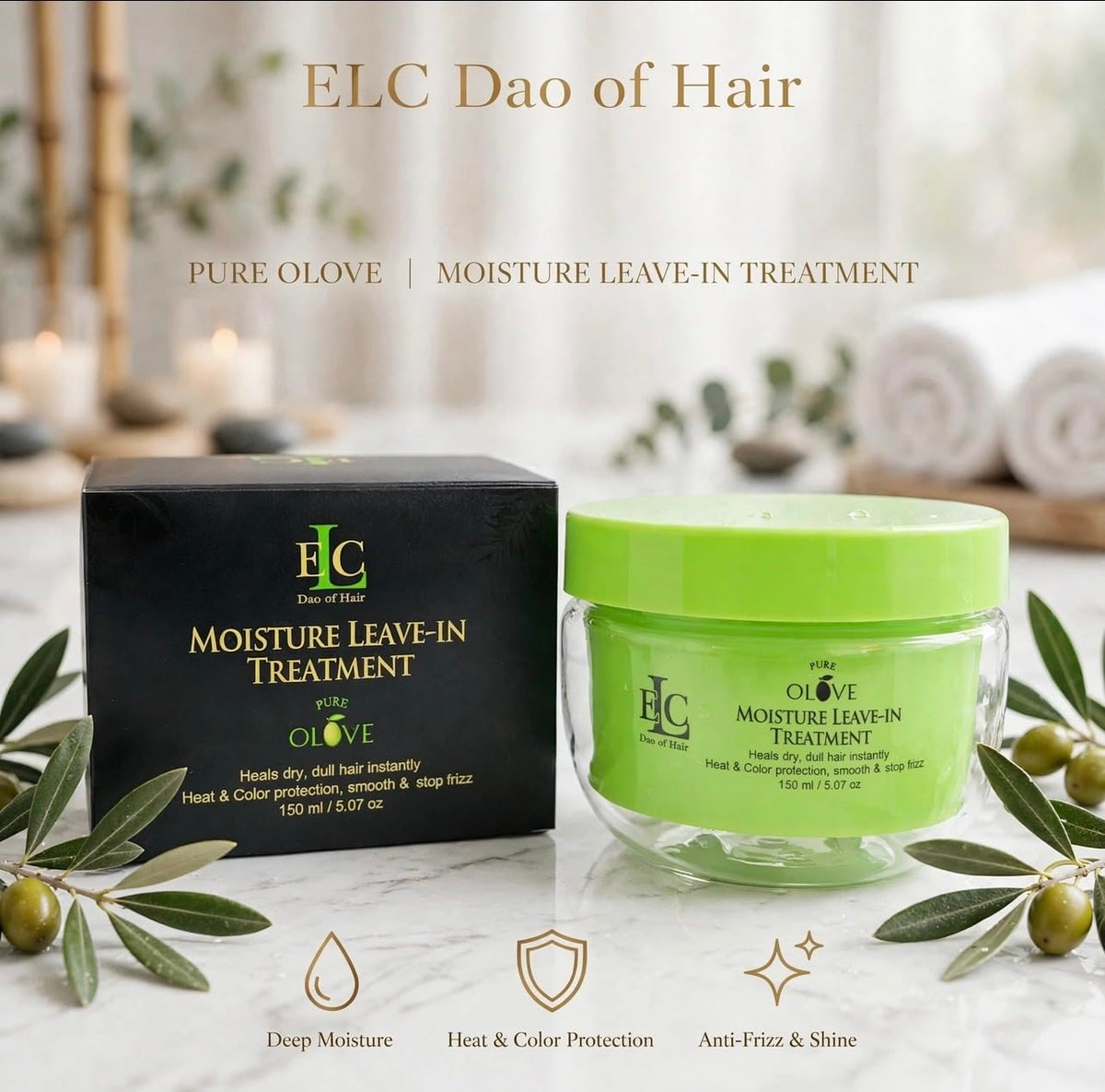 ELC Dao of Hair Pure Olove #3 Moisture Leave-In Treatment 5.07 oz / 150 ml