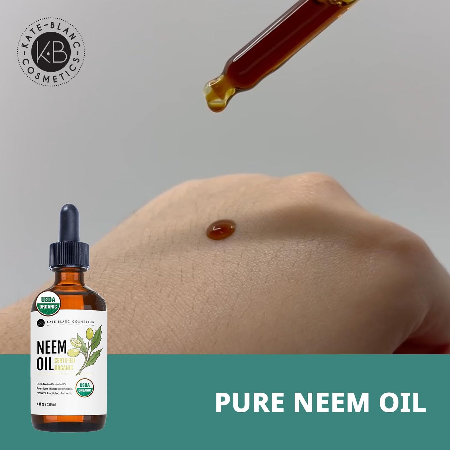 Kate Blanc Cosmetics Neem Oil for Skin, Hair & Face. Safe for Dog, Plants, Scalp (4oz, Organic, Cold Pressed, Concentrate) Beauty & Personal Care Kate Blanc Cosmetics