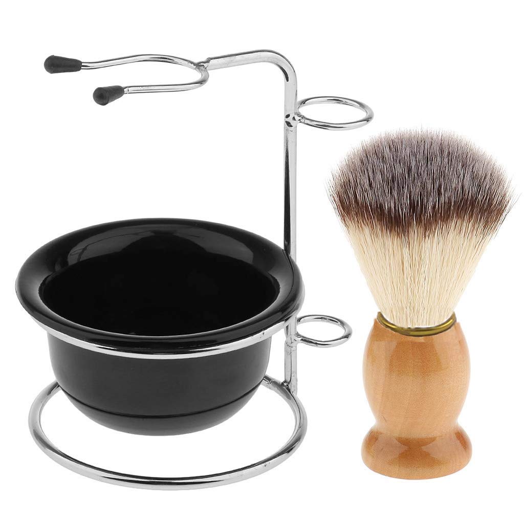 Universal Heavy Stainless Shaving Brush Stand Holder With Shaving Bowl and Brush-The Best Safety Razor Stand Beauty and Personal Care Ashleylife