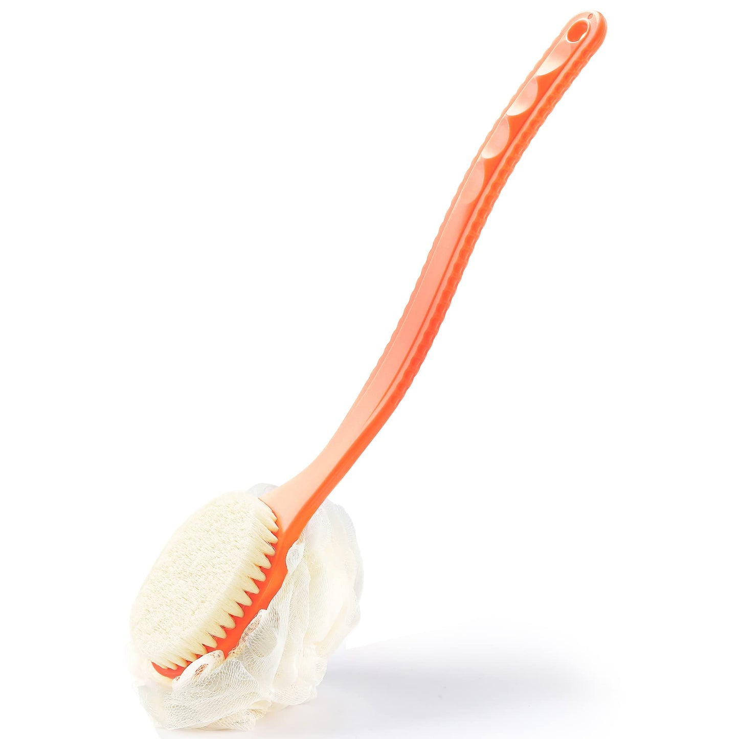Shower Body Brush with Bristles and Loofah,Back Scrubber Bath Mesh Sponge with Curved Long Handle for Skin Exfoliating Bath, Massage Bristles Suitable Beauty & Personal Care HONOMA