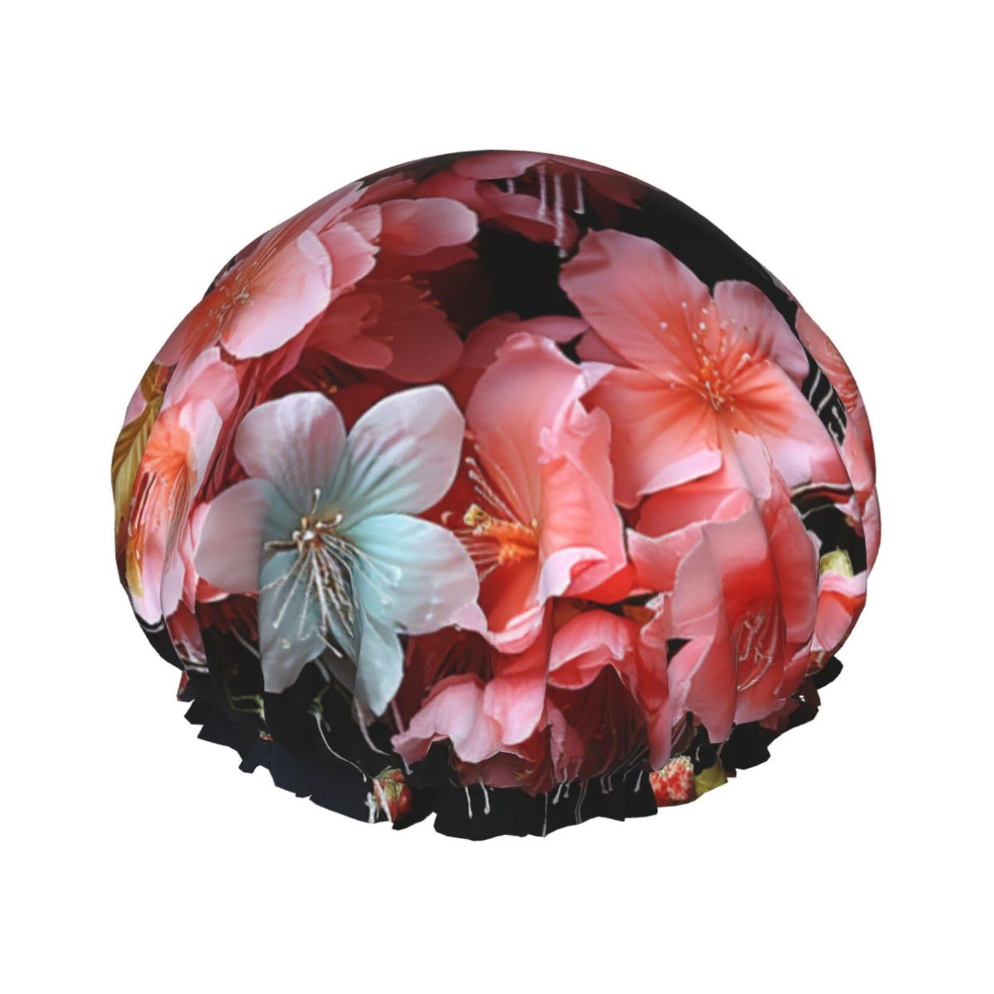 Garlands Nice Flowers Shower Cap For Women Reusable Double Layers Bathing Bath Cap Hair Caps Waterproof Elastic Band Ladies Spa Salon Shower Hat Hair Beauty and Personal Care GDSHJKLW