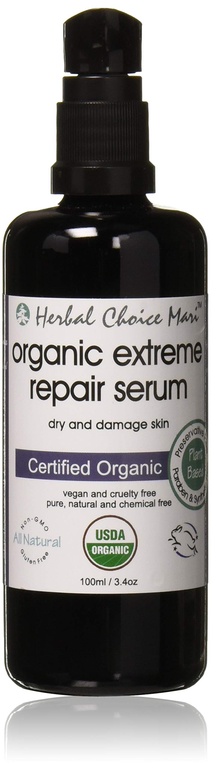 Herbal Choice Mari Organic Extreme Repair Serum, Dry and Damaged Skin; 3.4floz UV Glass Beauty & Personal Care Nature's Brands